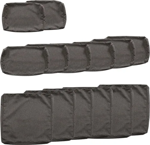 Vista 10 de KINTNESS Fundas de cojín de repuesto para sofá modular de ratán de 7 piezas, 14 fundas impermeables para cojines de patio con cremallera (azul)