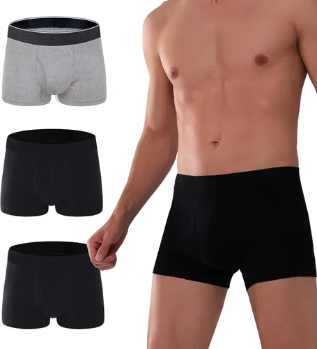 Vista 9 de AIRCUTE Calzoncillos tipo bóxer absorbentes para hombre, para incontinencia de orina, con apertura frontal a prueba de fugas, paquete de 3