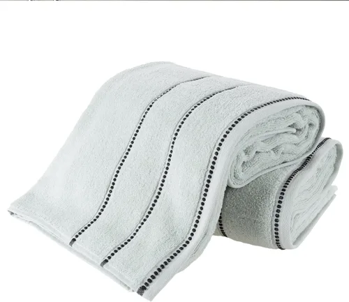 Vista 12 de Bedford Home - Juego de 2 toallas de baño de algodón de lujo, hechas de 100% algodón sin torsión, secado rápido, suave y absorbente (hueso/negro)