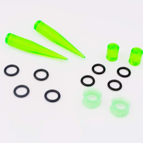 Vista 4 de Juego de 50 unidades de estiramiento de oreja, dilatadores y tapones 14G-00G de acrílico y silicón para orejas, juego de dilatadores de piercings