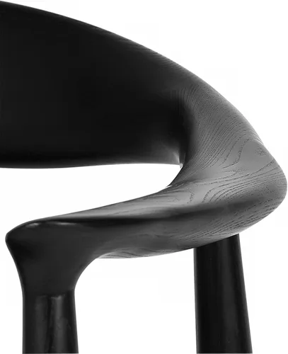 Vista 6 de Sillas de comedor de madera, sillas de comedor modernas de mediados de siglo (negro) Ash Wood Frame, PU Upholstered Seat, Ergonomic Support, Fully