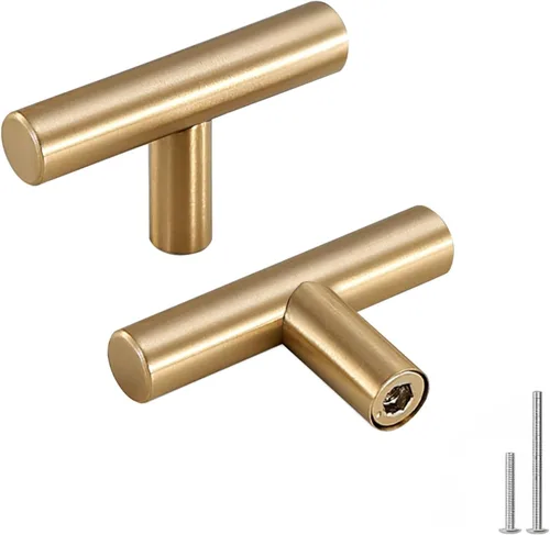 Vista 9 de Goldenwarm Paquete de 5 tiradores para gabinete color bronce champán, tiradores para cajones de bronce de 2-1/2 pulgadas (64mm), manijas