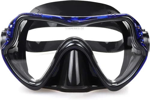 Vista 3 de EXP VISION Juego de 2 máscaras de buceo para adultos y niños, gafas de natación de vidrio templado con cubierta de nariz para adultos y niños
