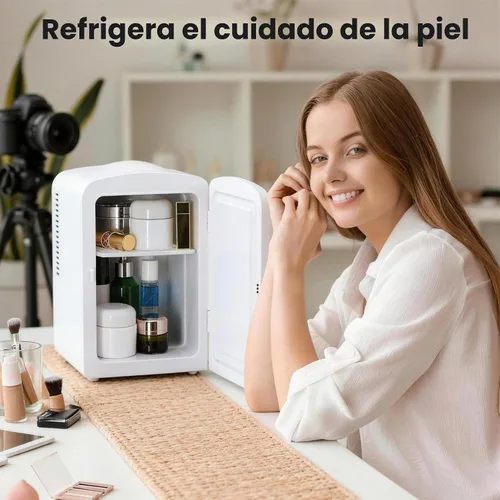 Vista 4 de Iceblue Mini nevera, 4 litros/6 latas de maquillaje con ondulado retro Blanco