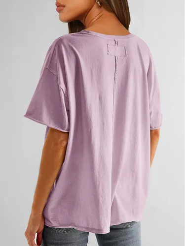 Vista 4 de LILLUSORY Oversized T Shirts Women's Loose Fit Crewneck Short Sleeve Tops Basic Tees