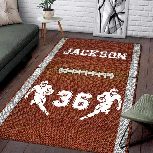 Vista 12 de Personalized Amazing Football Athlete Rug with Name Number, Football Welcome Mat 2x3 3x5 4x6 5x8, Sports Bathroom Rug for Living Room Bedroom