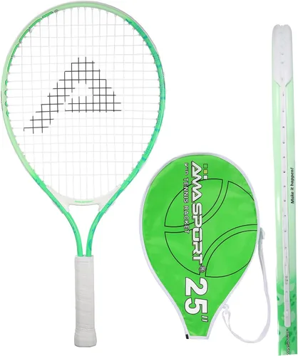 Vista 13 de AMA SPORT Raqueta de tenis para niños pequeños, kit de iniciación de raqueta de tenis de 17 a 25 pulgadas para niñas y niños con bolsa de nailon