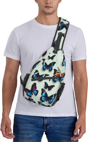 Vista 7 de Mariposa y violonchelo bolso bandolera bandolera bolsa de pecho ligero Sling Daypackstravel senderismo ciclismo para hombres mujeres