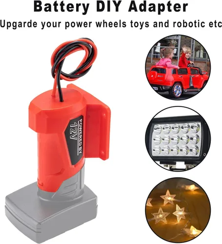 Vista 3 de Adaptador de batería para Power Wheel para batería Milwaukee 12V M12 con fusible calibre 14 para camión de montar DIY, robótica, juguetes RC
