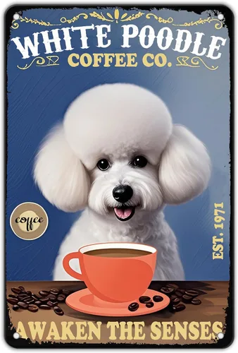 Vista 21 de KIYOYO Basset Hound Dog - Cartel de metal vintage de hound con texto en inglés "Before Coffee After Coffee" (Antes del café después del café)