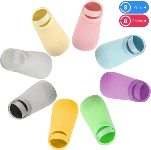 Vista 7 de 8 pares de calcetines gruesos antideslizantes para bebé con correa para bebés recién nacidos calcetines antideslizantes adecuados para niños y niñas