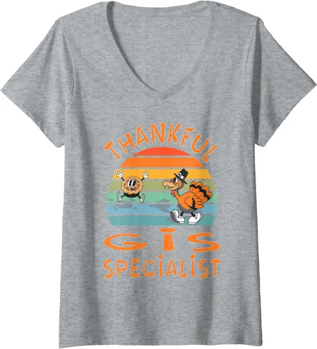 Vista 7 de Womens GIS Specialist Job Funny Thanksgiving V-Neck T-Shirt