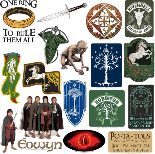 Vista 3 de The Lord of The Rings - Paquete variado de 50 calcomanías de vinilo grandes de lujo, diseños oficiales de la Tierra Media - Gandalf, Frodo, un