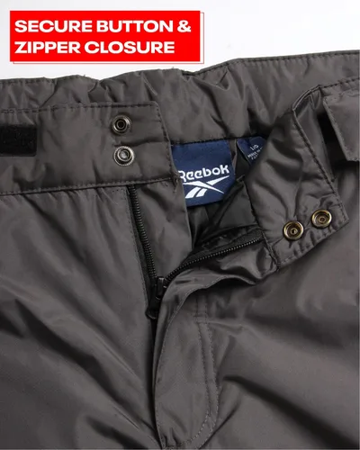 Vista 3 de Reebok Pantalones de nieve para hombre, pesados e impermeables, con bolsillos tipo cargo, polainas de nieve, pantalones de esquí para hombre