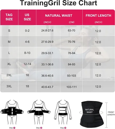 Vista 6 de TrainingGirl - Cinturón de entrenamiento de cintura para mujer, corsé con control de abdomen, banda de sudor para ejercicio, cinturón moldeador