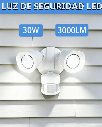 Vista 6 de UFOND Luces LED de seguridad para exteriores, luz con sensor de movimiento, 2400 lúmenes, reflectores de aluminio, impermeable, ángulo ajustable
