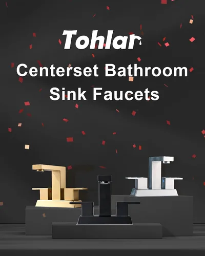 Vista 9 de Tohlar Grifo de baño de oro cepillado de 2 manijas y 4 pulgadas con drenaje desplegable y 2 mangueras sin plomo