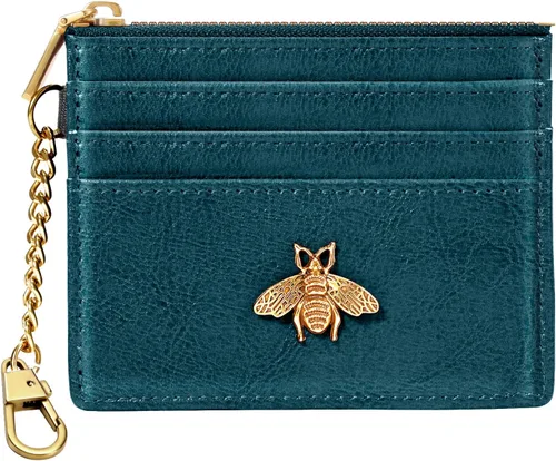 Vista 57 de SEAVILIA Tarjetero llavero cartera para mujer con ventana de identificación RFID monedero regalo abeja delgada minimalista pequeña cartera