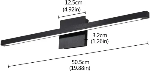 Vista 5 de Aplique de pared giratorio negro de 12 W con luz LED moderna para baño y espejo, luz blanca cálida, elegante barra de luz para baño, ideal