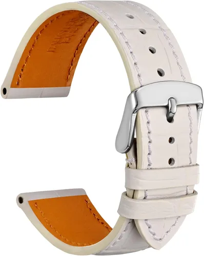 Vista 18 de WOCCI - Correas para reloj de cuero italiano, grano de cocodrilo en relieve, elige color y ancho 14 mm 18 mm 19 mm 20 mm 21 mm 22 mm, Negro