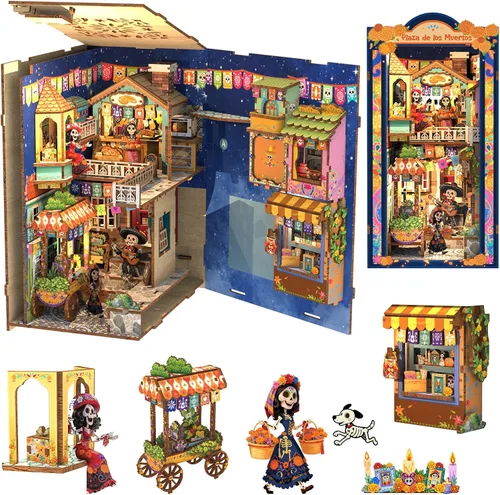 Vista 9 de Kit de rincón de libros Cutefun - Kit de casa de muñecas en miniatura de bricolaje para adultos y adolescentes, kit de construcción de mini casa