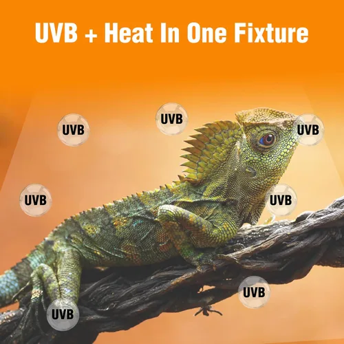 Vista 2 de T5HO - Lámpara de reptil UVB doble de 22 pulgadas, 24 W, dragón barbudo y terrario de reptiles