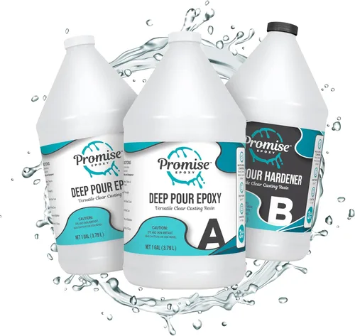 Vista 8 de Kit de Resina Epoxy de Vertimiento Profundo Promise Epoxy 1.5 Gal - Seguro para Alimentos, Vertimiento Transparente, Ideal para Mesas de Río, Obras