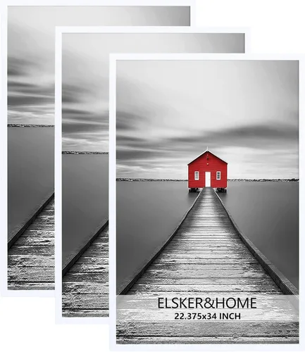 Vista 16 de ELSKER&HOME Marco de póster de 8 x 24 pulgadas, paquete de 3 portarretratos Negro