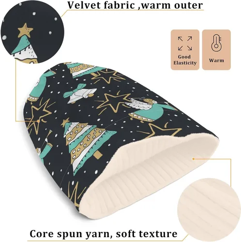 Vista 3 de Christmas Trees1 Angels Bells Beanie for Women Men Reversible Cap Warm Beanies Soft Crochet Hats for Fall Winter Y2k Multi