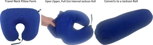 Vista 3 de Therapist's Choice Blue Jackson - Almohada enrollable de 16 x 5 pulgadas, se convierte en almohada de viaje (azul Jackson a almohada de viaje)