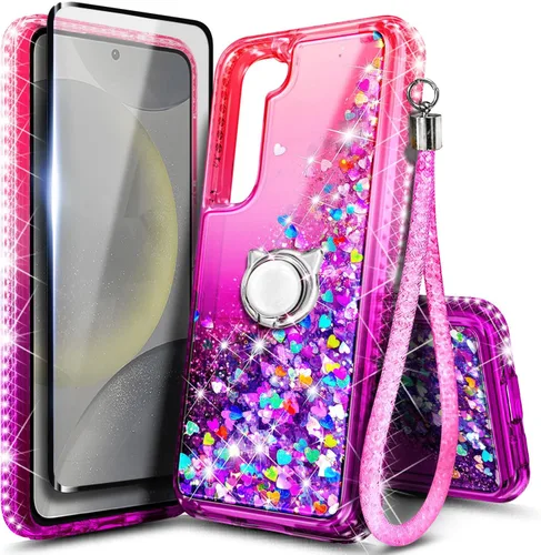 Vista 34 de NGB - Funda para teléfono Samsung Galaxy S9, color aguamarina/morado, bonita funda con purpurina líquida para mujeres y niñas, con protector