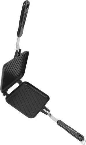 Vista 5 de Sandwichera, sartén de aluminio para sándwiches de estufa y panini, sartén antiadherente para quesos a la parrilla con mango largo para hacer gofres