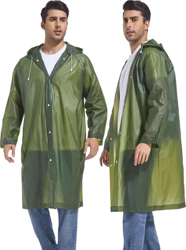 Vista 63 de 2 abrigos de lluvia de Borogo para adultos, chaquetas de lluvia reutilizables para hombres y mujeres