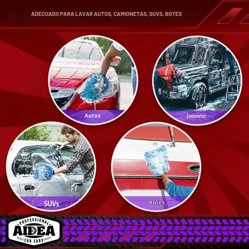 Vista 7 de AIDEA Manopla de Lavado de Coche de Microfibra-2PK, Sin Rayones y Sin Pelusas, Manopla de Lavado de Microfibra Chenille Premium-Azul Tamaño Regular