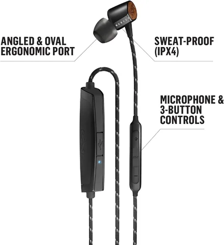 Vista 2 de House of Marley Uplift 2 Wireless: auriculares inalámbricos con micrófono, conectividad Bluetooth, 10 horas de tiempo de reproducción