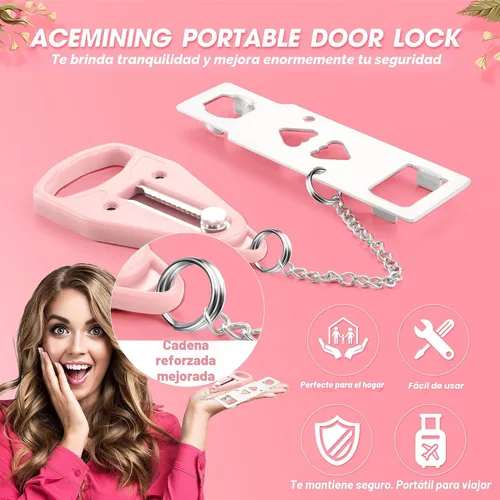 Vista 2 de AceMining Cerradura de puerta portátil de seguridad para el hogar, cerraduras de bloqueo de viaje para seguridad y privacidad adicionales, perfectas