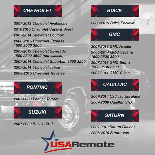 Vista 4 de Control remoto de entrada sin llave para Chevy, Cadillac, GMC, Buick, Saturn, Suzuki (OUC60270, OUC60221), lote a granel de 10