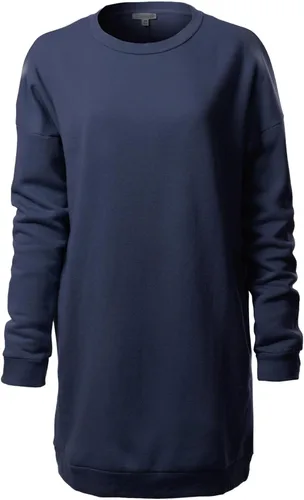 Vista 22 de MixMatchy Sudadera casual de forro polar con cuello en V para mujer, manga larga, túnica para otoño e invierno Negro (cuello redondo)