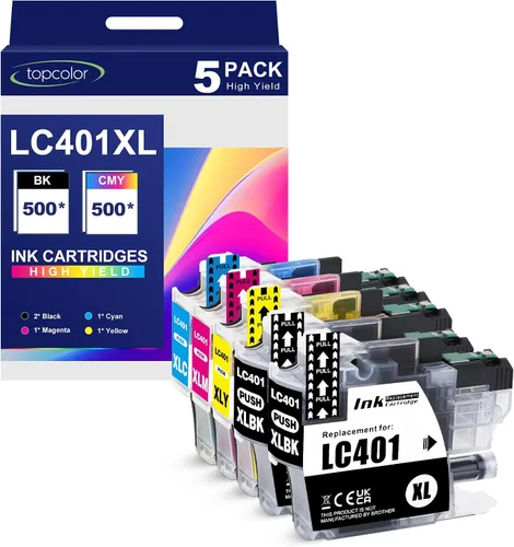 Vista 9 de LC401XL - Cartuchos de tinta de alto rendimiento (paquete de 4), no compatibles con impresoras Brother LC-401XL LC401 XL MFC-J1010DW MFC-1012DW