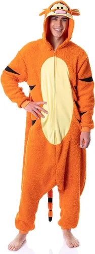 Vista 5 de Disney Winnie The Pooh - Disfraz de tigre para adultos, traje de pijama de felpa Kigurumi Union, Naranja