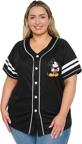 Vista 5 de Disney Mickey Mouse Stitch Jack Skellington - Camiseta para mujer, con botones frontales, talla grande