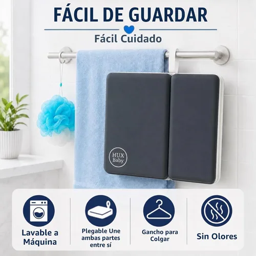 Vista 7 de Cómodo juego de rodilleras y coderas de baño para bebé, almohadilla antideslizante para bañarse, tapete acolchado para bañera, coderas, bolsillos