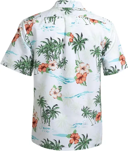 Vista 2 de Camisas hawaianas para hombre, manga corta, ajuste regular, camisas florales para hombre