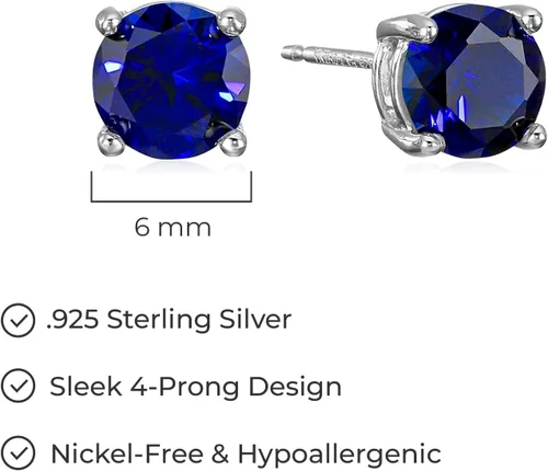 Vista 18 de Amazon Essentials Aretes redondos de plata de ley con piedra natal (anteriormente colección Amazon)