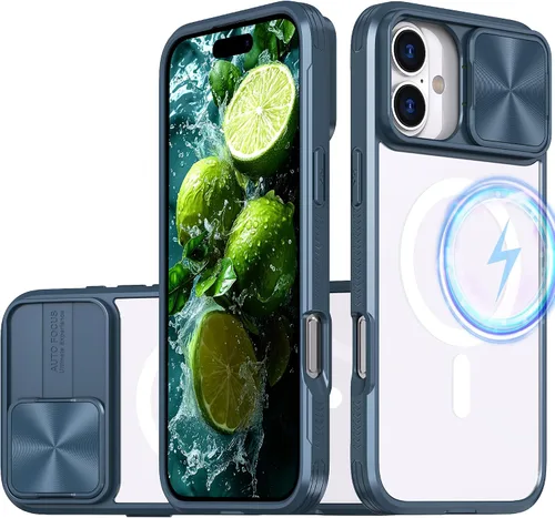 Vista 14 de Funda magnética para iPhone 17 con cubierta deslizante para cámara, compatible con MagSafe, panel trasero transparente que nunca se pone