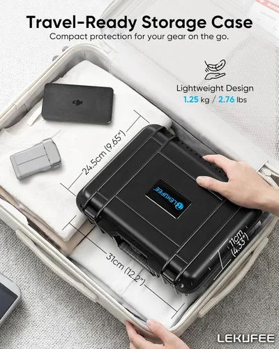 Vista 4 de Lekufee - Funda rígida impermeable para DJI Mini 5 Pro, Mini 4/3, Lito X1