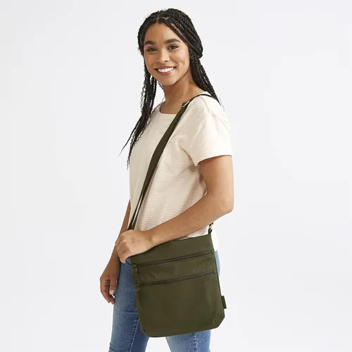 Vista 6 de Verabradley - Bolso cruzado de algodón con triple cremallera para mujer