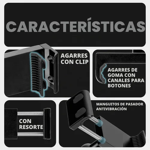 Vista 5 de Tackform Soporte de teléfono negro para motocicleta All Metal – 20MAXX Spring Cradle Abrazadera universal BC3 para manillar de 7/8 pulgadas a