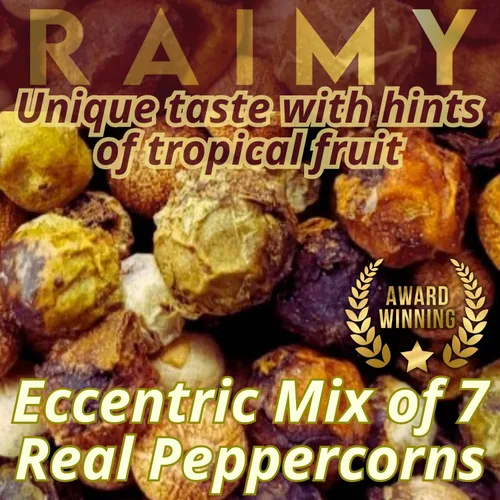 Vista 4 de YUPANQUI Molinillo de pimienta arcoíris de 3.5 onzas, recargable con granos de pimienta arcoíris gourmet RAIMY Artisanal de 7
