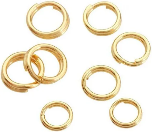 Vista 4 de Adabele - 20 anillos de salto divididos de plata de ley de oro real de Pequeño, chapado en oro amarillo de 18 quilates de plata 925 redonda de doble